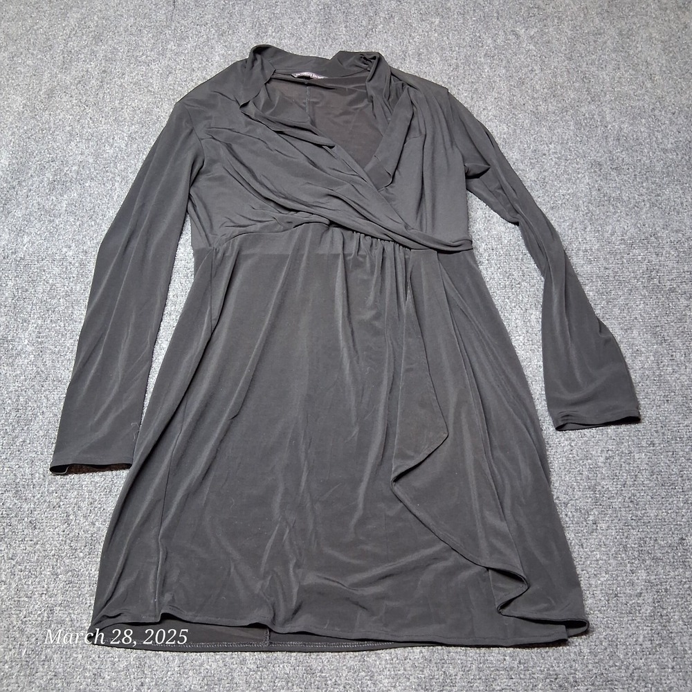 Victoria Secret Faux Wrap Dress Women Size Large Black‎ Lightweight